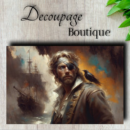 Silver Pirate Captain Decoupage Seidenpapier