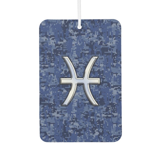 Silver Pisces Zodiac Symbol Navy Blue Digital Camo Autolufterfrischer (Vorderseite)
