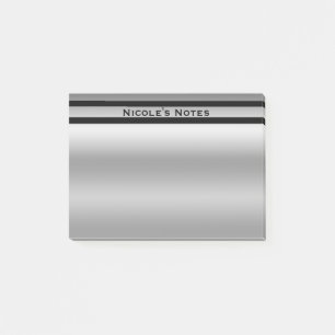 Silver Platinum Shine Chic Modern Personalisiert Post-it Klebezettel