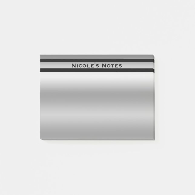 Silver Platinum Shine Chic Modern Personalisiert Post-it Klebezettel (Vorderseite)