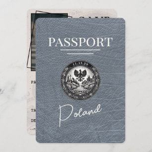 Silver Poland Passport Save the Date