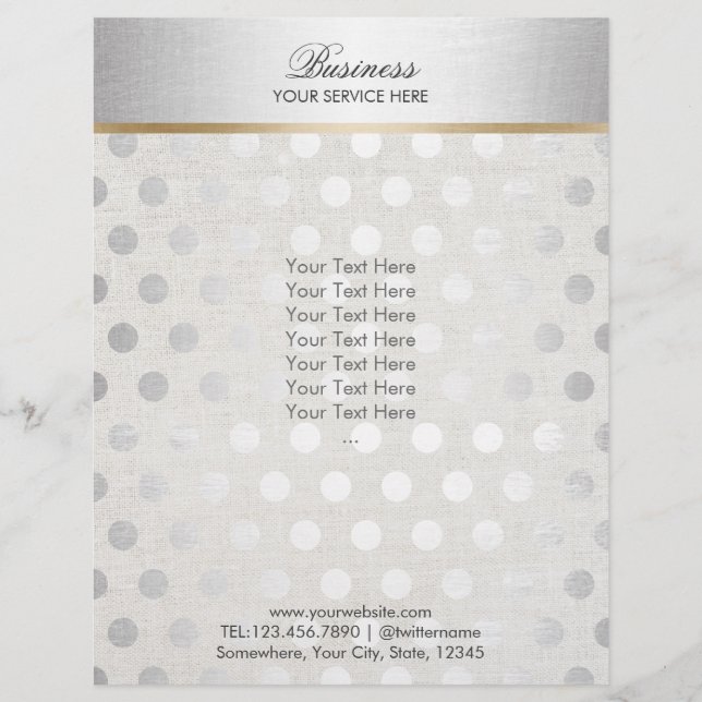 Silver Polka Dots Classy Linen Salon Wellness-Cent Flyer (Vorne)
