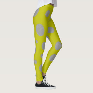 Silver Polka Dots on Golden Background Leggings