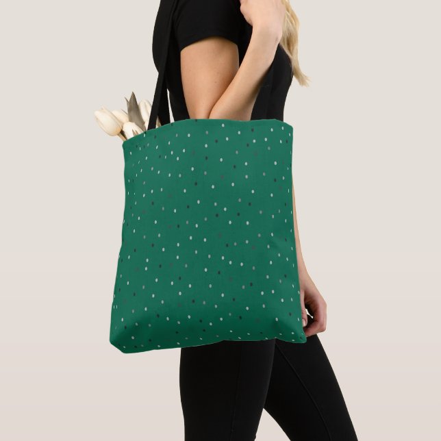 Silver Polka Dots on Green Tasche (Von Nahem)