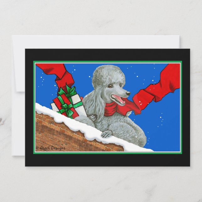 Silver Poodle Weihnachtskarte / Einladung (Vorderseite)