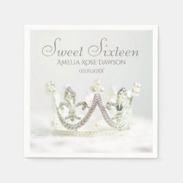 Silver Princess Crown 16 . Geburtstag Party Deco Serviette