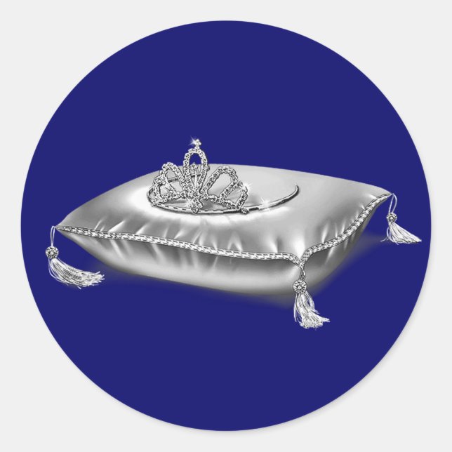 Silver Princess Tiara Runder Aufkleber (Vorderseite)