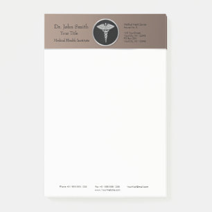 Silver Professional Médicale Caduceus Post-it® Not
