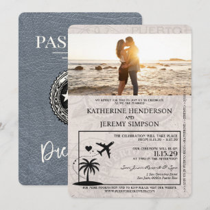 Silver Puerto Rico Passport Hochzeit Einladung