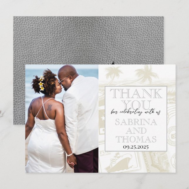 Silver Puerto Rico Wedding Foto Vielen Dank Dankeskarte (Vorne/Hinten)