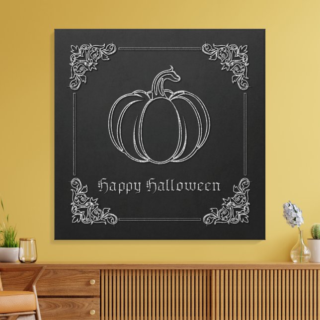 Silver Pumpkin Halloween Leinwanddruck (Insitu (Wohnzimmer))