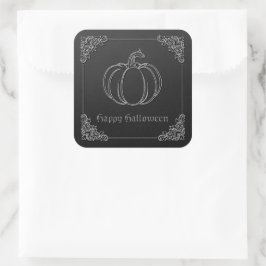 Silver Pumpkin Halloween Quadratischer Aufkleber