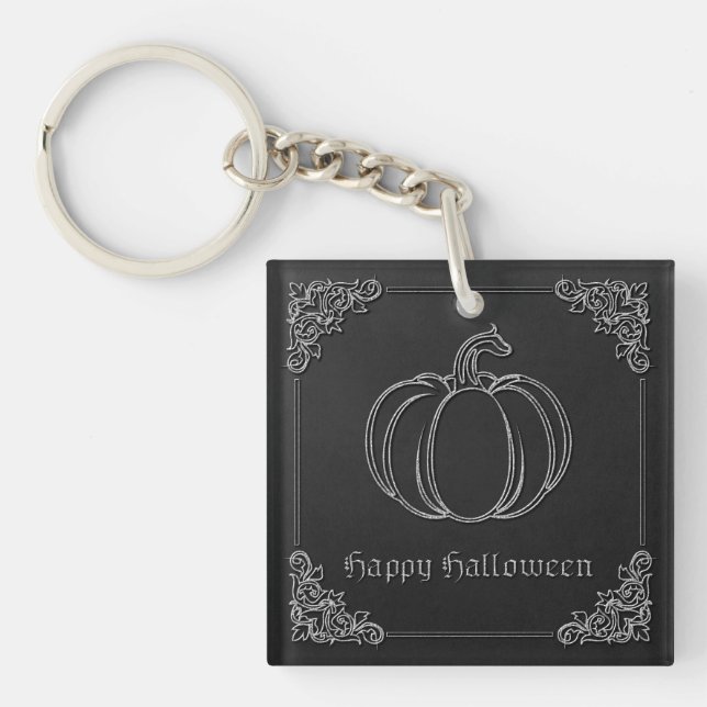 Silver Pumpkin Halloween Schlüsselanhänger (Vorderseite)