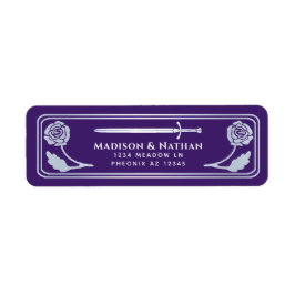 Silver Purple Medieval Fantasy Sword Wedding Label