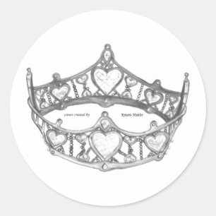 Silver Queen of Hearts Krontiaraufkleber Runder Aufkleber