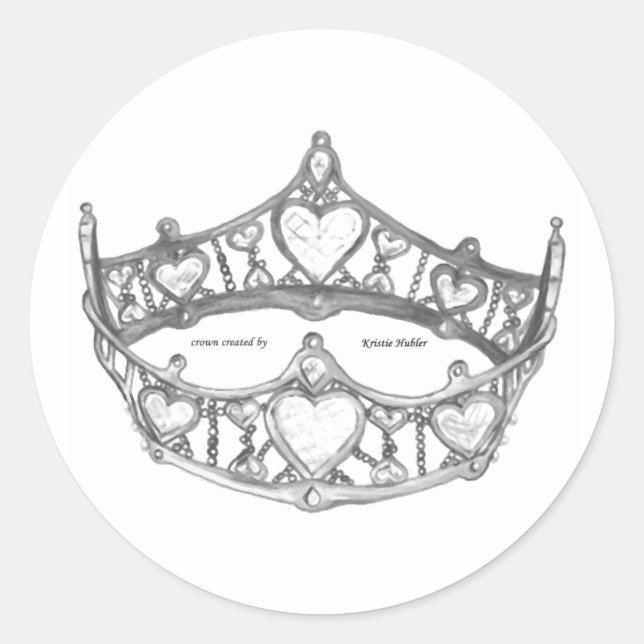 Silver Queen of Hearts Krontiaraufkleber Runder Aufkleber (Vorderseite)