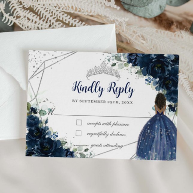 Silver Quinceañera Antwort von Navy Blue Floral Pr (Von Creator hochgeladen)