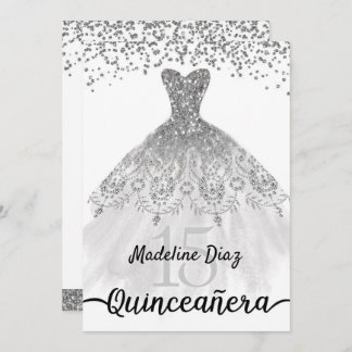 Silver Quinceanera Geburtstag Einladung Cumpleanos