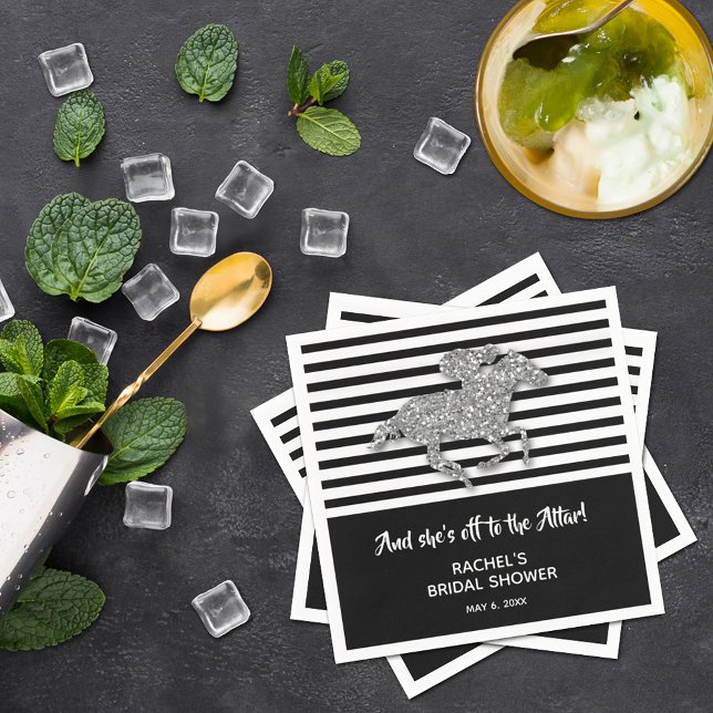 Silver Racehorse Derby Brautparty Serviette (Von Creator hochgeladen)