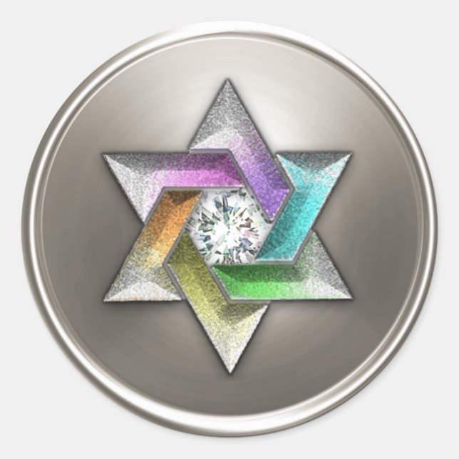 Silver Rainbow Star von David Umschlag Aufkleber (Vorderseite)
