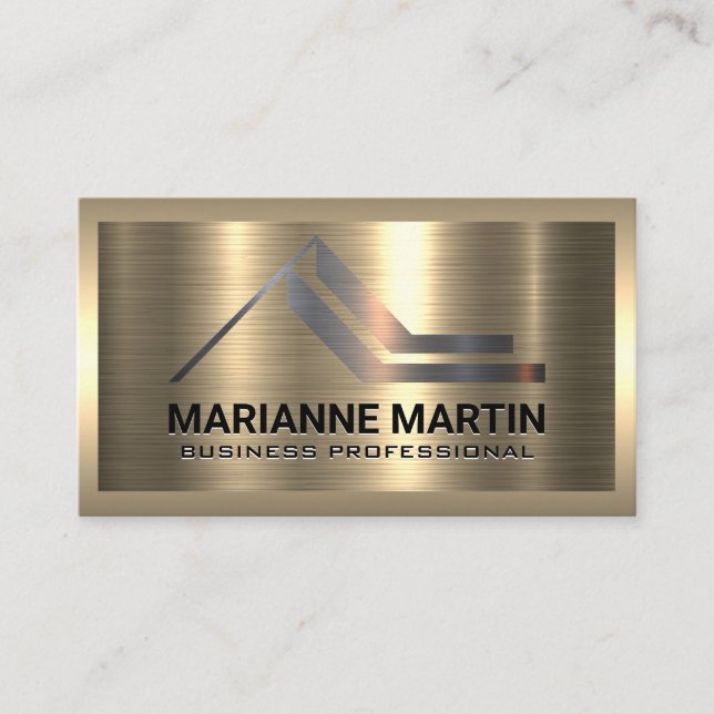 Silver Real Anwesen Logo | Gold Metallic Visitenkarte (Vorderseite)