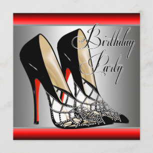 Silver Red High Heels Geburtstagsparty Einladung