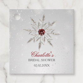 Silver Red Snowflakes Winter Brautparty Geschenkanhänger