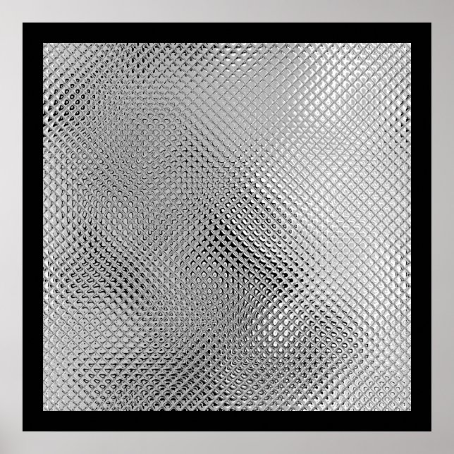 Silver Reflective Metal Abstrakt Black Poster (Vorne)