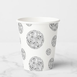 Silver Retro Disco Ball Groovy Brautparty Pappbecher