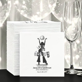 Silver Retro Let's Get Groovy 60th Birthday Serviette