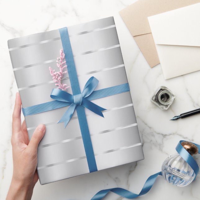 Silver Ribbon Bow Brautparty Geschenkpapier (Schenken)