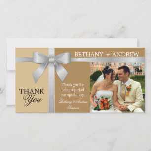 Silver Ribbon und Antique Gold Hochzeit Vielen Dan Dankeskarte