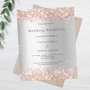 Silver Rose Budget Hochzeitsempfang Einladung