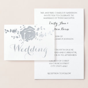 Silver Rose Foil Typografy Wedding Einladungen