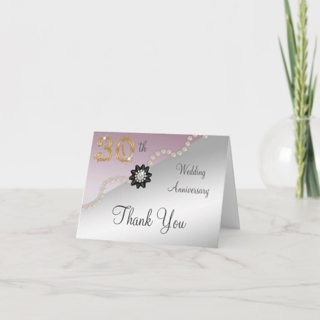 Silver Rose Gold 30 Jahre Jubiläum Vielen Dank Dankeskarte (Vorderseite)