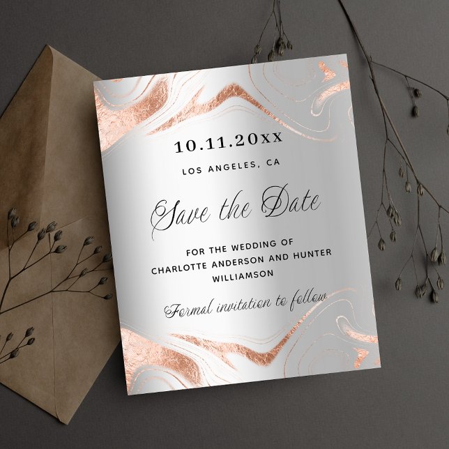 Silver Rose Gold Budget Hochzeit speichern das Dat Flyer (Von Creator hochgeladen)