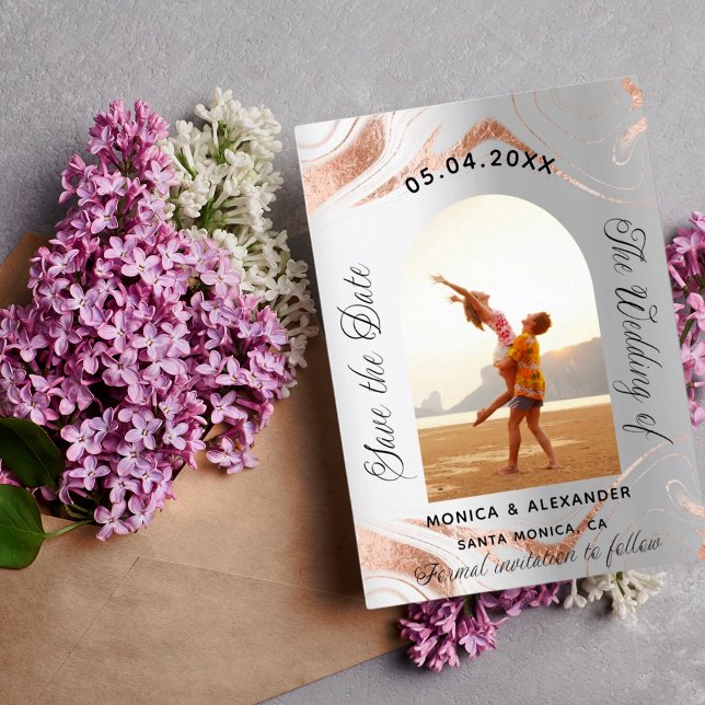 Silver Rose Gold Foto Hochzeit speichern Sie das D Save The Date (Von Creator hochgeladen)