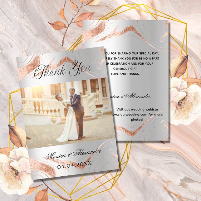 Silver Rose Gold Foto QR Hochzeit danke Ihnen Kart Einladung (Von Creator hochgeladen)