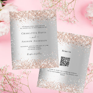 Silver Rose Gold QR UAWG budget Einladung Hochzeit