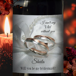 Silver Rose Gold Rings Wedding Wine Label Weinetikett