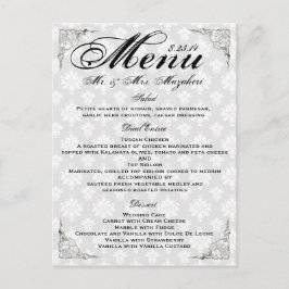 Silver Rose Wedding Dinner Menu Thank you Note Postkarte