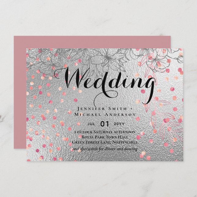Silver Rosegold WEDDING Metallic Glitzer BUDGET (Vorne/Hinten)