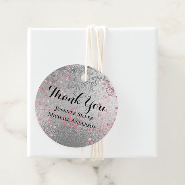 Silver Rosegold WEDDING Metallic Glitzer BUDGET Geschenkanhänger (Beispiel)