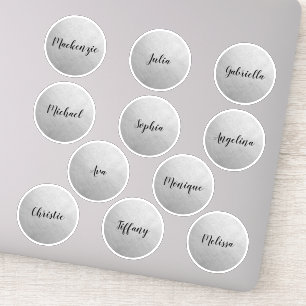 Silver Round Circle Individual Names Gastgeschenk Aufkleber