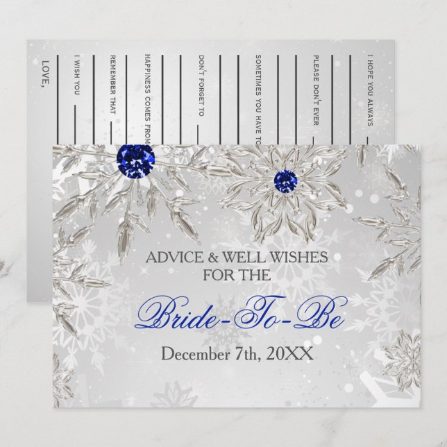 Silver Royal Blue Addon and Well Wishings Card Einladung (Vorne/Hinten)