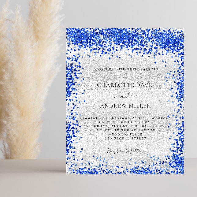 Silver Royal Blue Budget Hochzeit Einladung Flyer (Von Creator hochgeladen)