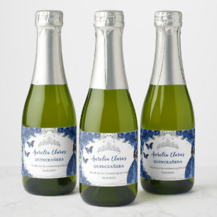 Silver Royal Blue Floral Quinceañera Geburtstag