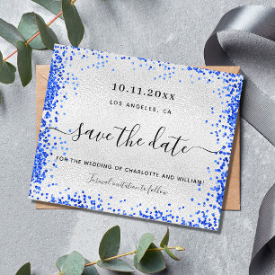 Silver Royal Blue Hochzeit speichern Sie die Datte