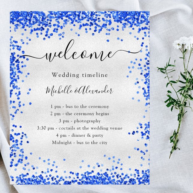 Silver Royal Blue Hochzeitskalender Flyer (Von Creator hochgeladen)