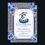 Silver Royal Blue Rose Quinceanera  Einladung<br><div class="desc">Silver Royal Blue Quinceanera EinladungMis Quince Anos,  15.</div>